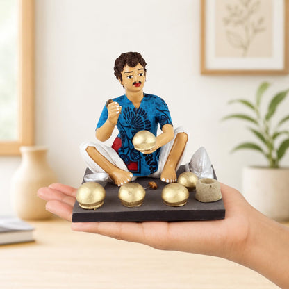 Niharika Collections Krishnanagar Handmade Clay Gift & Décor | Basic- Sitting Human Figure Miniature Idol - Kitchen Utensils Maker