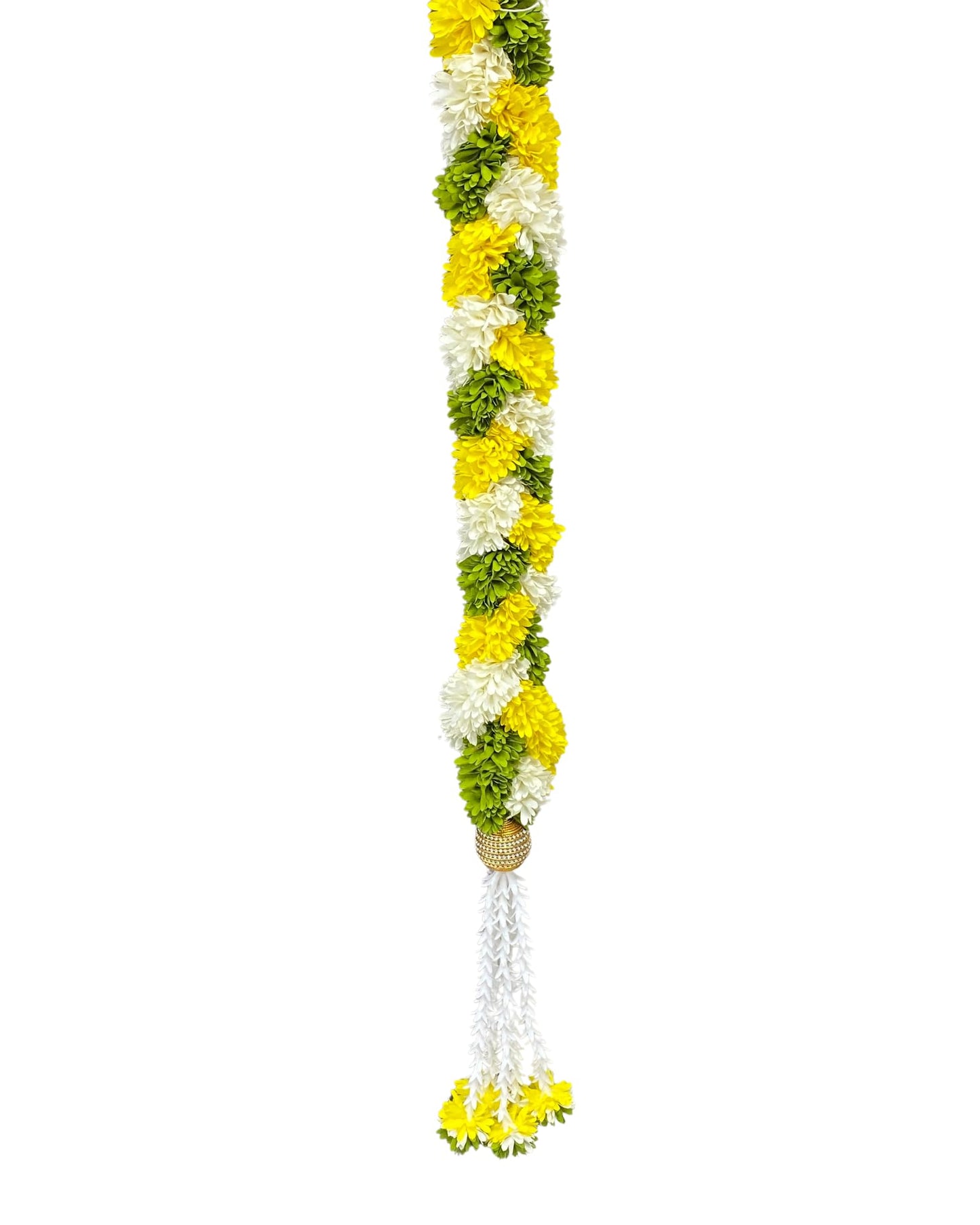 Artificial Flower Thoran Garland for Door Decoration | Parrot Green Lemon & Cream Floral Hanging for Diwali, Wedding, Pooja & Festive Home Décor | Traditional Toran Mala (84 Inch)