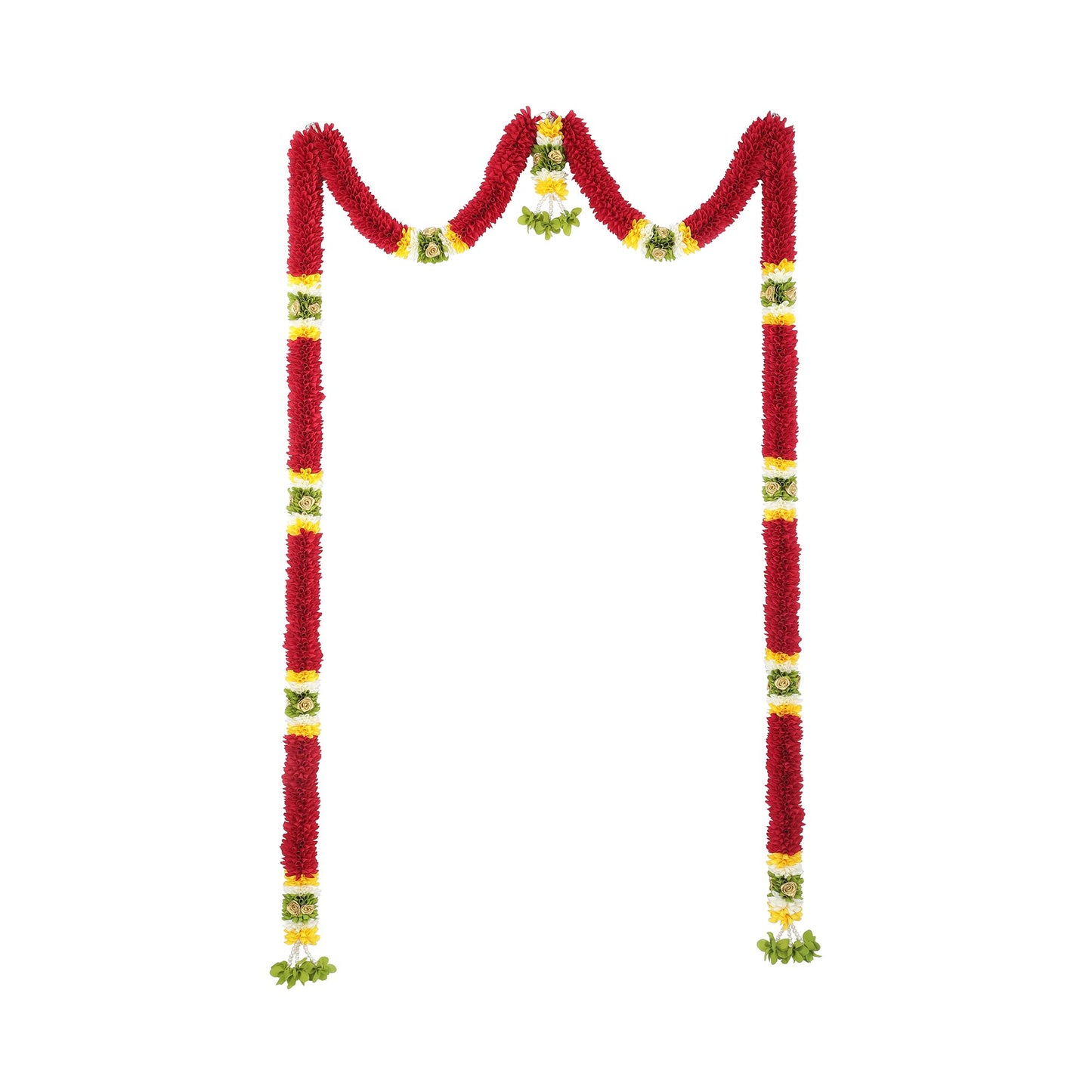 Toran for Main Door Entrance, Bandarwal for Festival, Pooja Mandir & Wedding, Handmade Traditional Mini Flower Hanging for Home & Office Decor (42 inches 60 inches) Maroon