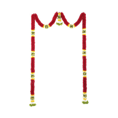 Toran for Main Door Entrance, Bandarwal for Festival, Pooja Mandir & Wedding, Handmade Traditional Mini Flower Hanging for Home & Office Decor (42 inches 60 inches) Maroon