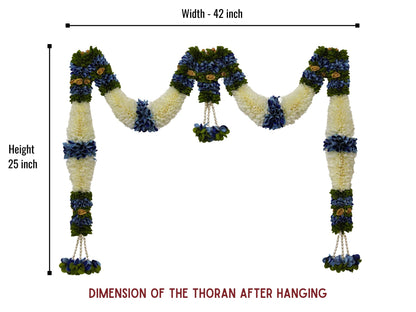 Orange & Green Hanging Artificial Flower Toran for Main Door Entrance, Reusable Thoran for Pooja Mandir, Living Room & Home Décor, Bandarwal for Festival Decoration (42x25 inch)