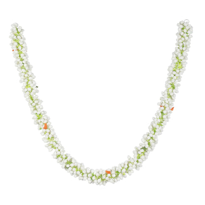 Artificial Garland for Home Decoration, 40 Inches Handcrafted Artificial Jasmine Flower Garland for Sankranti Ugadi Varamahalakshmi Wedding Event & Navaratri Festivals (White)