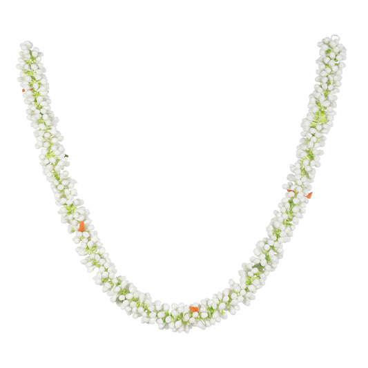 Artificial Garland for Home Decoration, 40 Inches Handcrafted Artificial Jasmine Flower Garland for Sankranti Ugadi Varamahalakshmi Wedding Event & Navaratri Festivals (White)