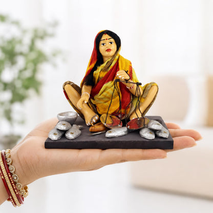 Niharika Collections Krishnanagar Handmade Clay Gift & Décor | Basic- Sitting Human Figure Miniature Idol - Fish Seller