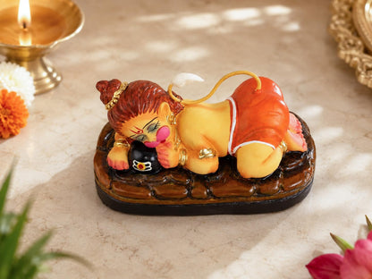 Niharika Collections Handmade Terracotta Sleeping Bal Hanuman Idol Hugging Shivling | Eco-Friendly Clay Idol for Home Decor, Puja & Gift | Traditional Indian Art Figurine