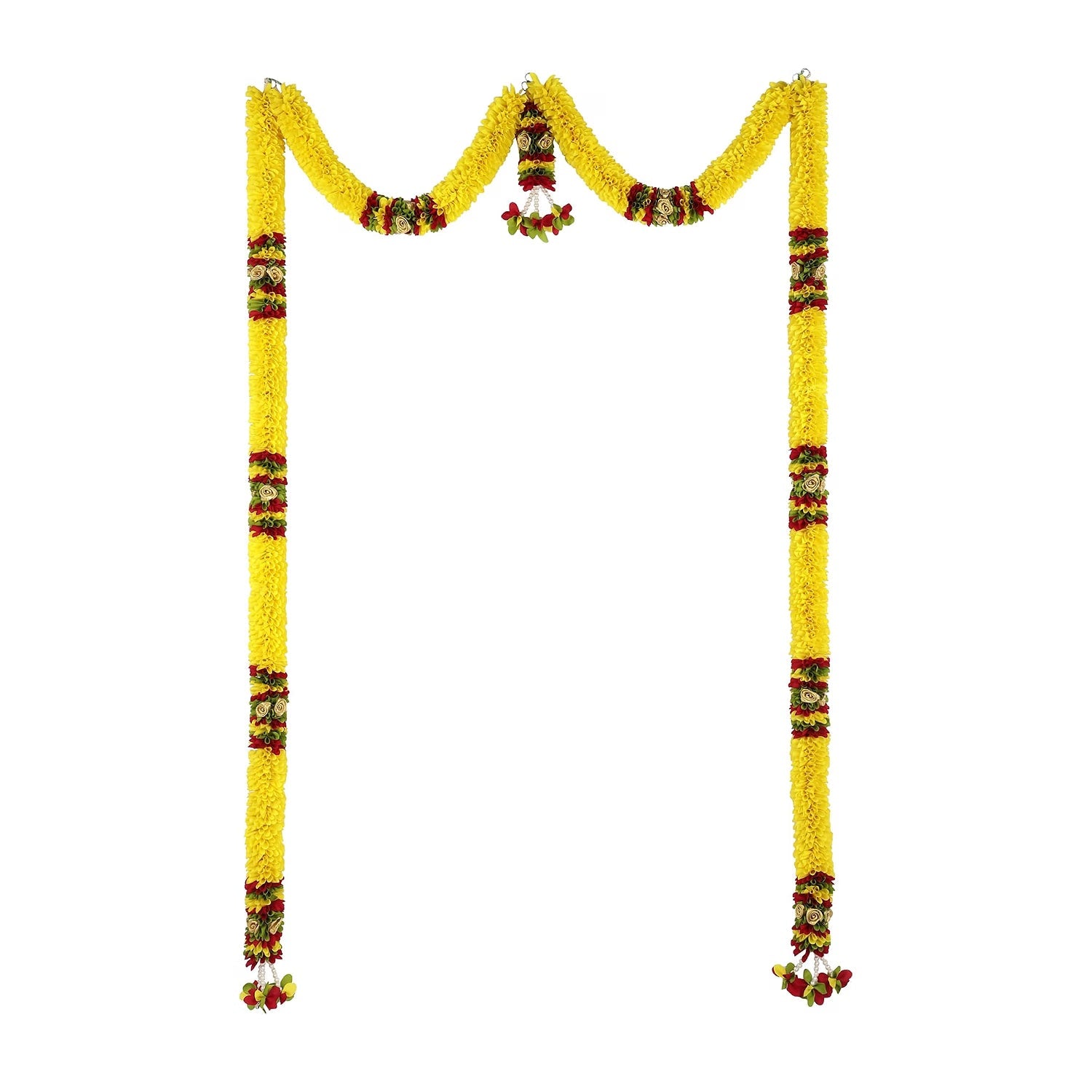 Toran for Main Door Entrance, Bandarwal for Festival, Pooja Mandir & Wedding, (42 inches x 60 inches) Handmade Traditional Flower Hanging for Home & Office Decor (Yellow)