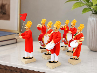 Niharika Collections Handmade Clay Terracotta | GANPATI VISARJAN Band – Set of 7 | Musical Miniature Idols