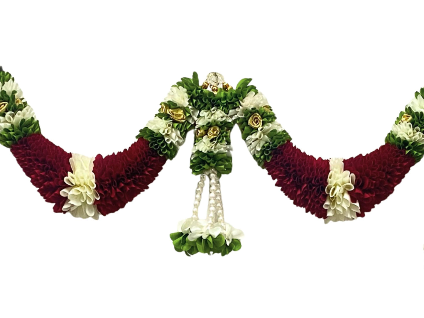 Maroon & Cream Hanging Artificial Flower Toran for Main Door Entrance, Reusable Thoran for Pooja Mandir, Living Room & Home Décor, Bandarwal for Festival Decoration (42x25 inch)