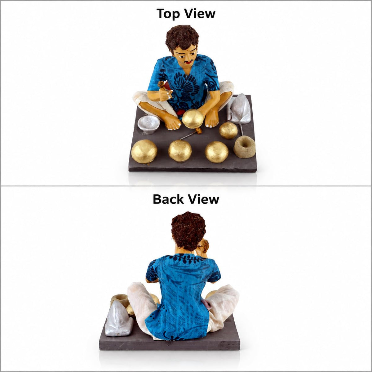 Niharika Collections Krishnanagar Handmade Clay Gift & Décor | Basic- Sitting Human Figure Miniature Idol - Kitchen Utensils Maker