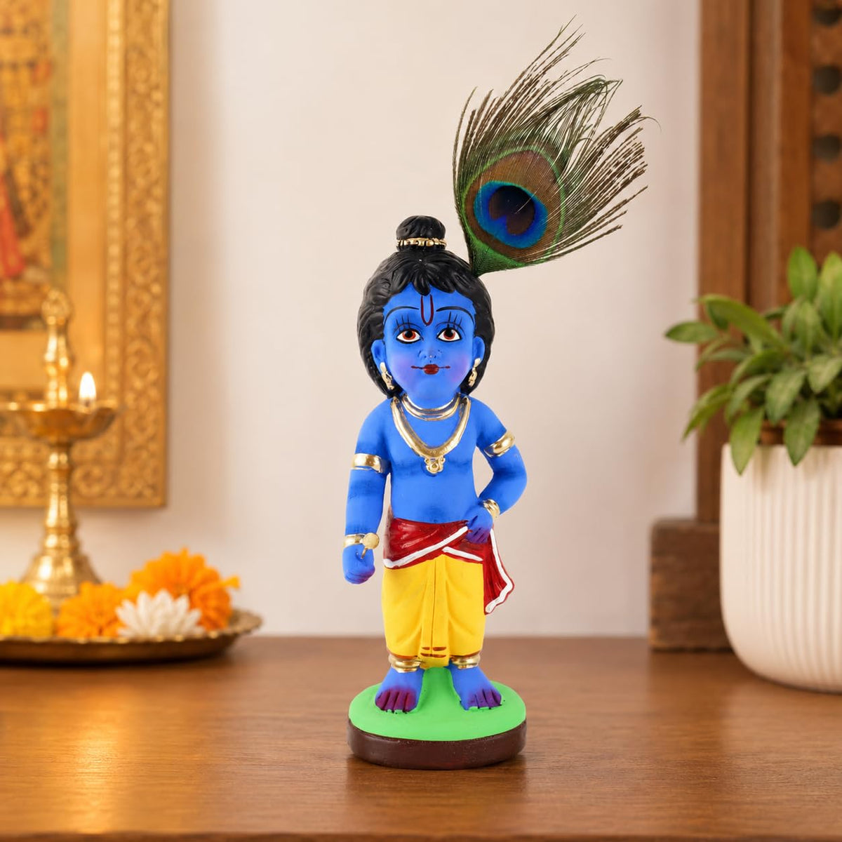 Niharika Collections Bal Krishna Clay Idols Handcrafted Divine Devotional Art Suitable for Home Decor, Gift Purpose (Pack of 1)
