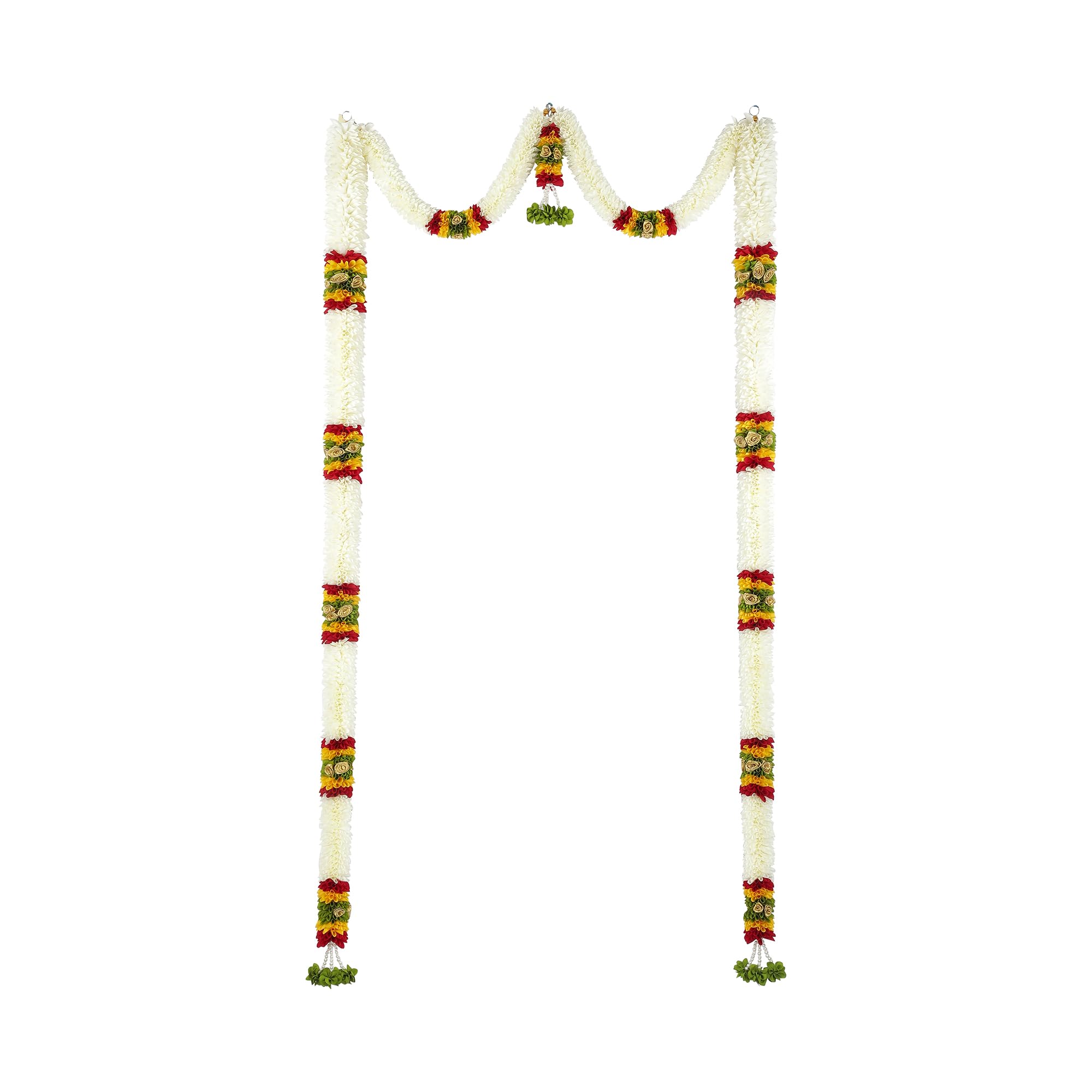 Toran for Main Door Entrance, Bandarwal for Festival, Pooja Mandir & Wedding, Handmade Traditional Flower Hanging for Home & Office Decor (42 inches 80 inches) White & Yellow