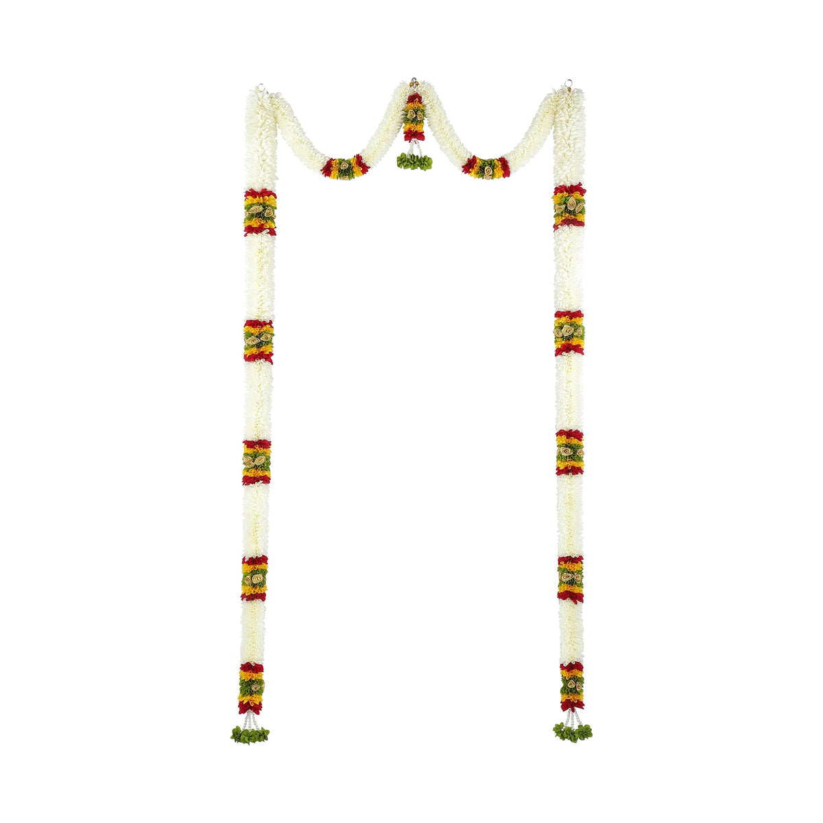 Toran for Main Door Entrance, Bandarwal for Festival, Pooja Mandir & Wedding, Handmade Traditional Flower Hanging for Home & Office Decor (42 inches 80 inches) White & Yellow