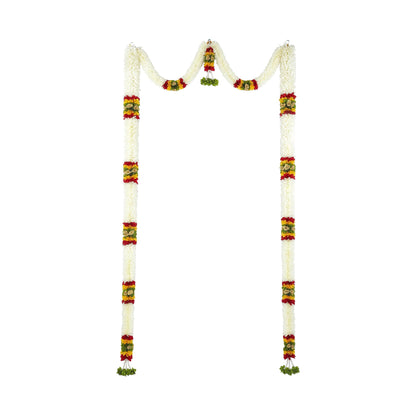 Toran for Main Door Entrance, Bandarwal for Festival, Pooja Mandir & Wedding, Handmade Traditional Flower Hanging for Home & Office Decor (42 inches 80 inches) White & Yellow