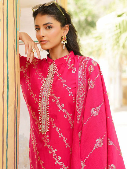 Dhiyona KL Women Floral Printed Straight Kurta with Trousers & Dupatta