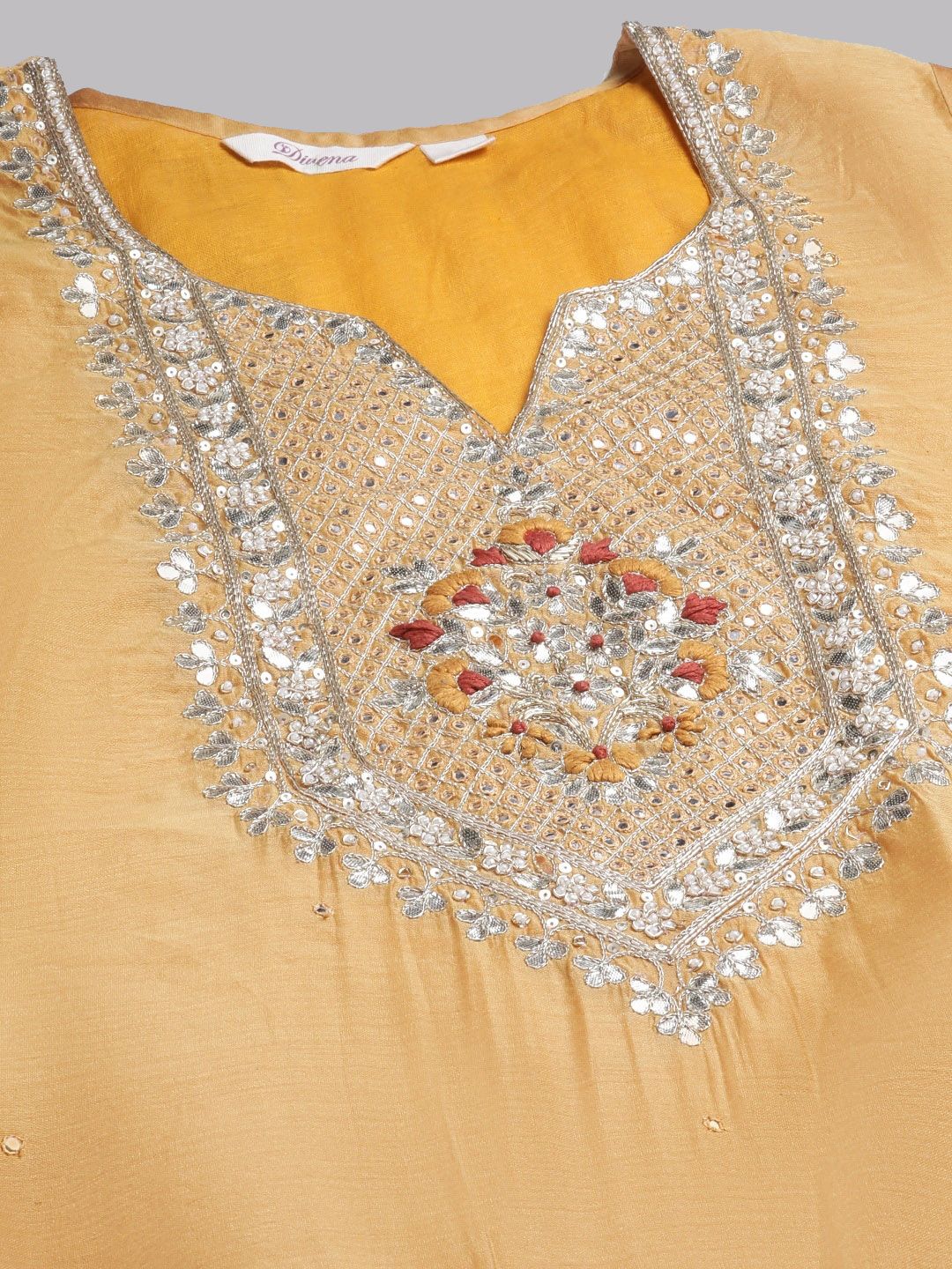 Dhiyona KL Floral Yoke Designed Regular Zari Chanderi Silk Kurta with Sharara & Dupatta