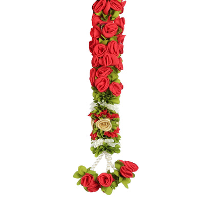 Toran for Main Door Entrance, Bandarwal for Festival, Pooja Mandir & Wedding, Handmade Traditional Flower Hanging for Home & Office Decor (42 inches 18 inches) Red