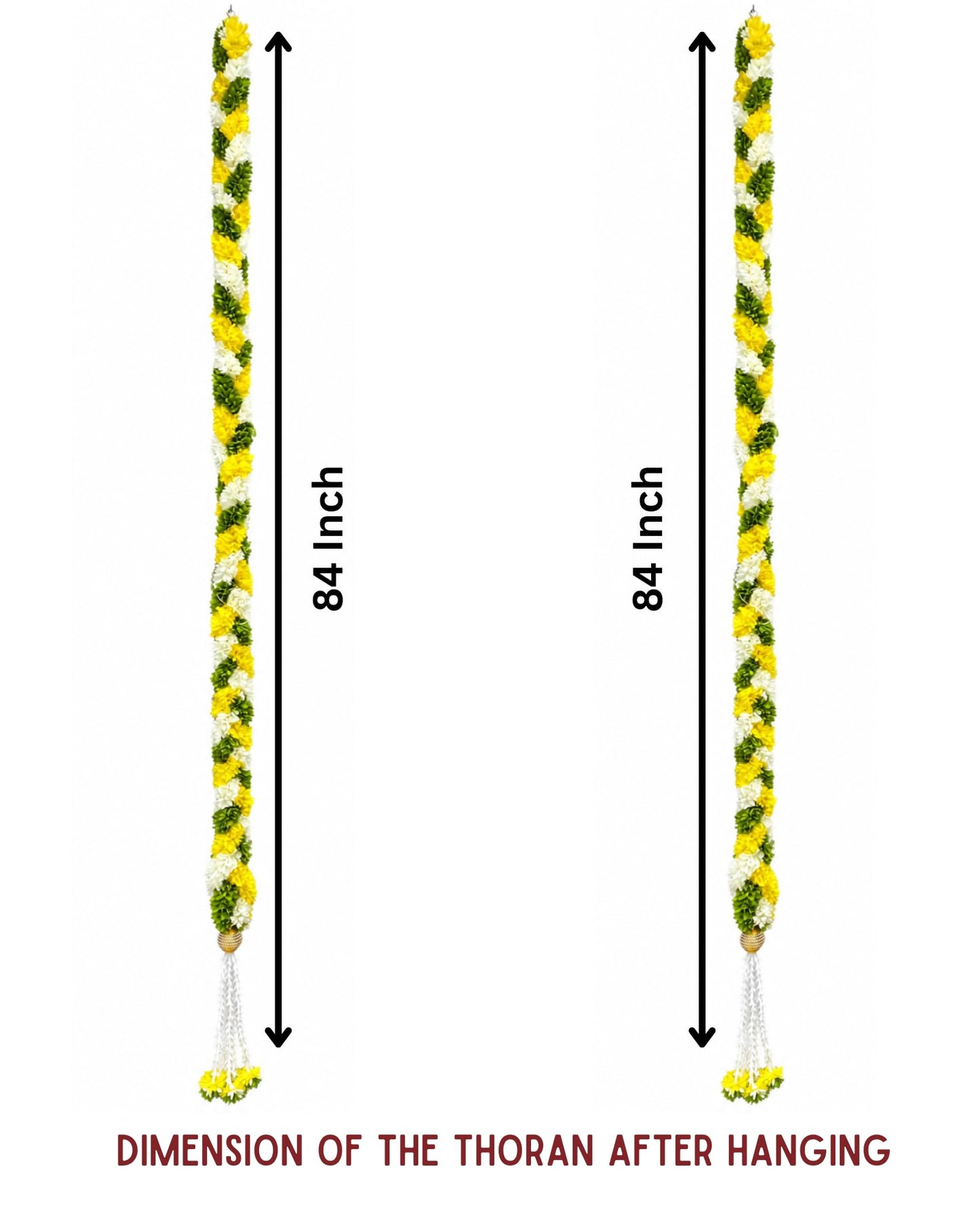 Artificial Flower Thoran Garland for Door Decoration | Parrot Green Lemon & Cream Floral Hanging for Diwali, Wedding, Pooja & Festive Home Décor | Traditional Toran Mala (84 Inch)