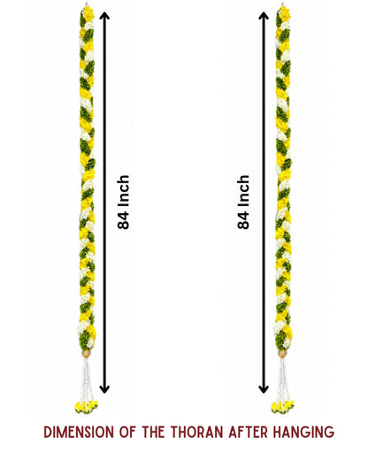 Artificial Flower Thoran Garland for Door Decoration | Parrot Green Lemon & Cream Floral Hanging for Diwali, Wedding, Pooja & Festive Home Décor | Traditional Toran Mala (84 Inch)
