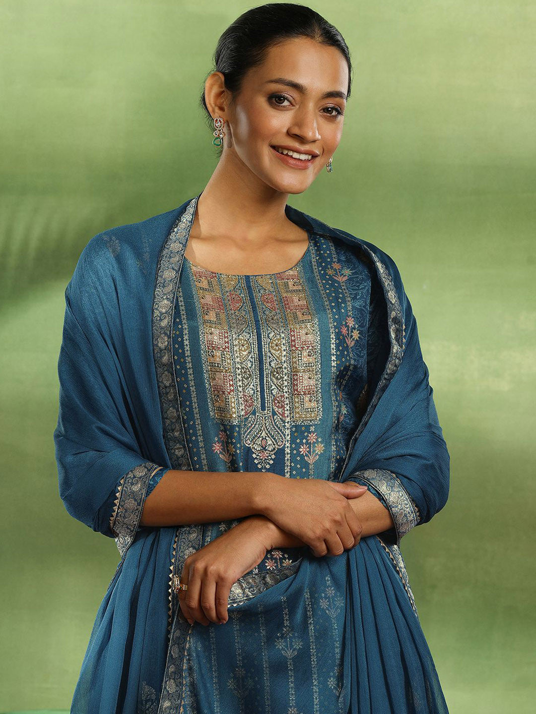 Floral Gotta Patti Republic Day Kurta with Trouser & Dupatta