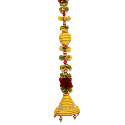 Jumka Doorway Flower toran, Hanging Golden Yellow Toran for Main Door Entrance, Reusable Thoran for Mandir & Living Room Dcor, Bandarwal for Festival Decoration (20x42 inch)