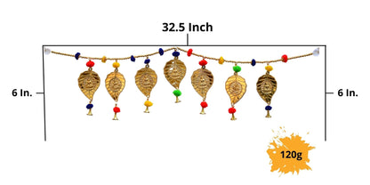 Laxmi Ganesha Toran, Pom Pom Toranam, Multicolor Beads Hanging Bandarwal for Main Entrance Door Pooja Room Wall Home Decoration Latest Traditional Design (Type 2)