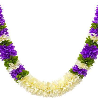 Flower Garland for Pooja Mandir Decoration, 40 Inches Hanging Mala for Photo Frame, Haar Mala for God Idols, Photo Frames of Loved Ones, Ancestors, Pitra & Pooja Room Décor (Purple)