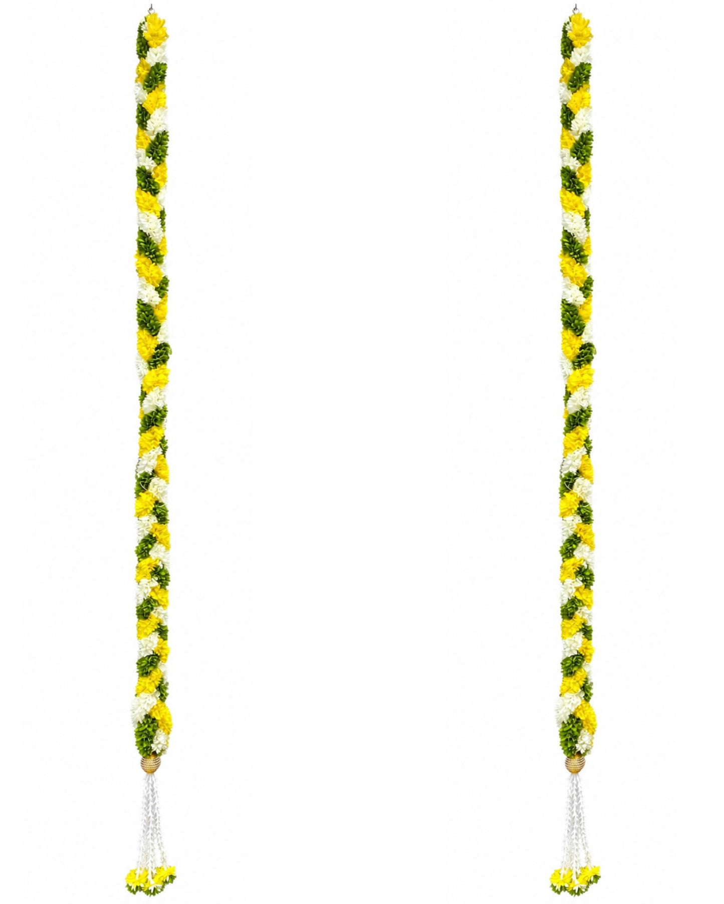 Artificial Flower Thoran Garland for Door Decoration | Parrot Green Lemon & Cream Floral Hanging for Diwali, Wedding, Pooja & Festive Home Décor | Traditional Toran Mala (84 Inch)