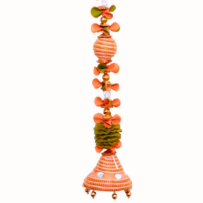 Jhumka Doorway Flower Peach toran for Door Entrance, Hanging Toran for Main Door Entrance, Thoran for Mandir & Living Room Decor, Bandarwal for Home & Temple (22x42 inch)