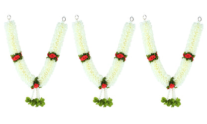 Handcrafted Artificial Flower Garland, 20 Inches Garland for Photo Frame, God Idol, Home Decor, Ugadi, Sankranti, Varalakshmi, Diwali, Navaratri & Wedding (Pack of 3)