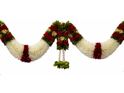 Maroon & Green Hanging Artificial Flower Toran for Main Door Entrance, Reusable Thoran for Pooja Mandir, Living Room & Home Décor, Bandarwal for Festival Decoration (42x25 inch)