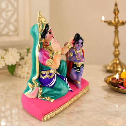 Niharika Collections Yasoda Punishing Krishna for Butter Theft Idol | Cultural & Spiritual Art | Handmade Clay Terracotta