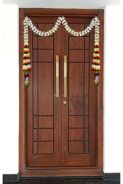 Toran for Main Door Entrance, Bandarwal for Festival, Pooja Mandir & Wedding, Handmade Traditional Flower Hanging for Home & Office Decor (42 inches 30 inches) White