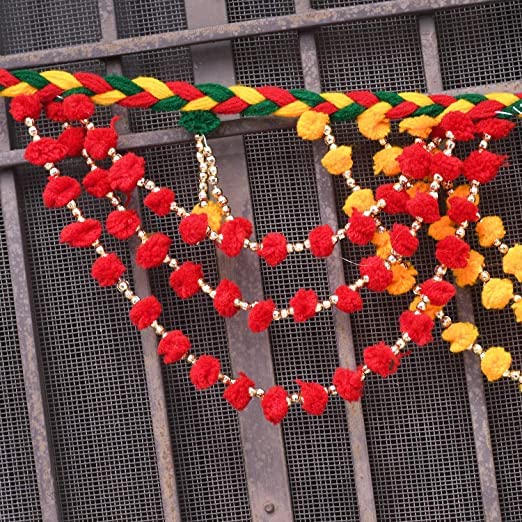 Handmade Cotton MulticolourDoor & Wall Hanging Toran/bandarbar/bandarwal for Main Door/Temple Door ! Ethnic Bandarwal For Diwali Decoration And Home Decor (Size 40 x 6 Inches) (Set Of 1)