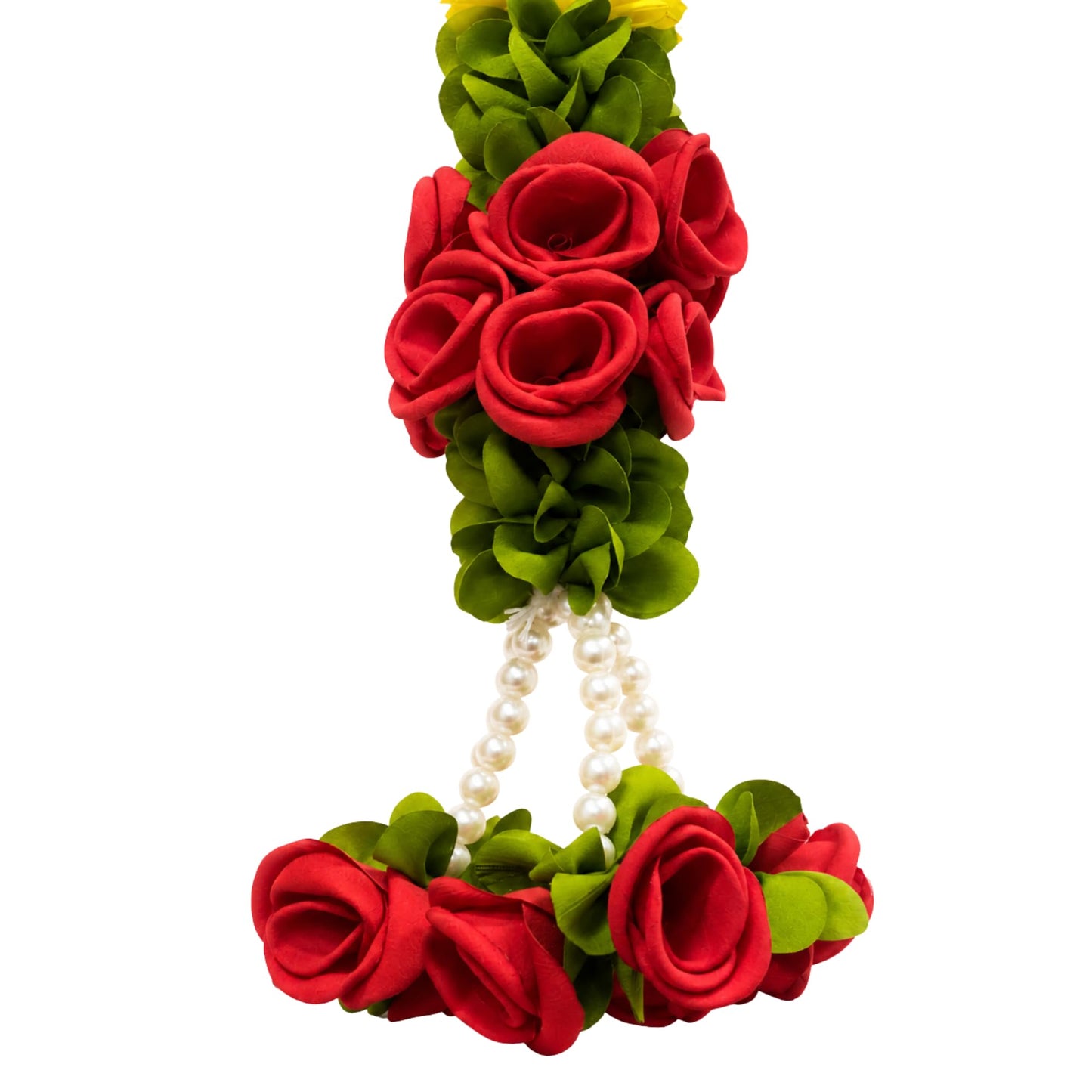 Artificial Flower Door Hanging Toran for Main Door Decoration, Floral Bandarwal with Lemon Yellow & Red Roses for Home, Mandir, Wedding & Festive Décor