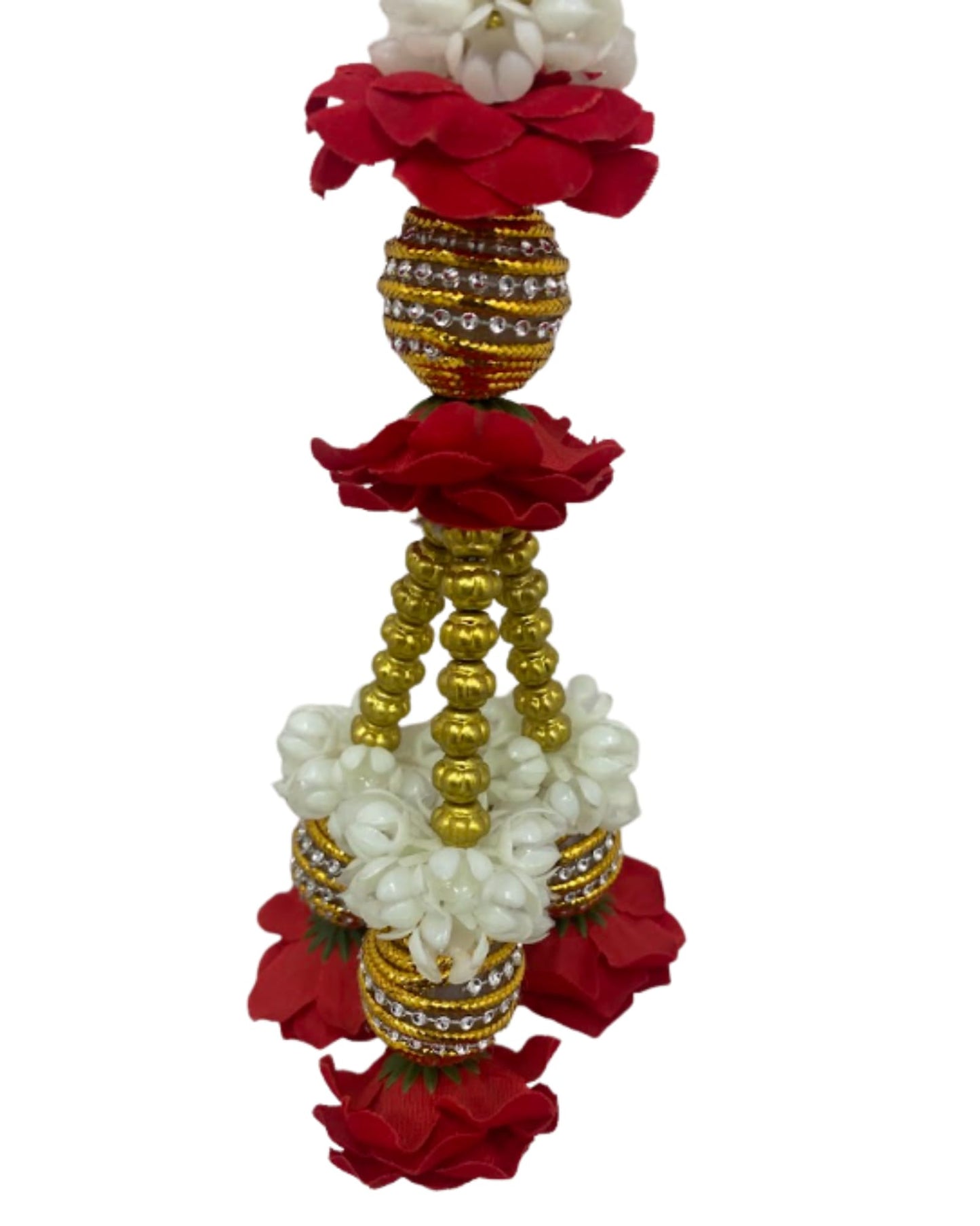 Artificial Flower Hanging Garlands for Decoration, White and Red Flower Strings, 60 Inch 4 Floral Hanging for Mandir, Wedding, Festival, Door, Wall & Home Décor