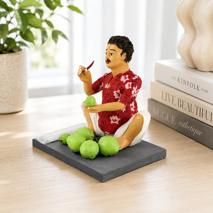 Niharika Collections Krishnanagar Handmade Clay Gift & Décor | Basic- Sitting Human Figure Miniature Idol - Coconut Seller