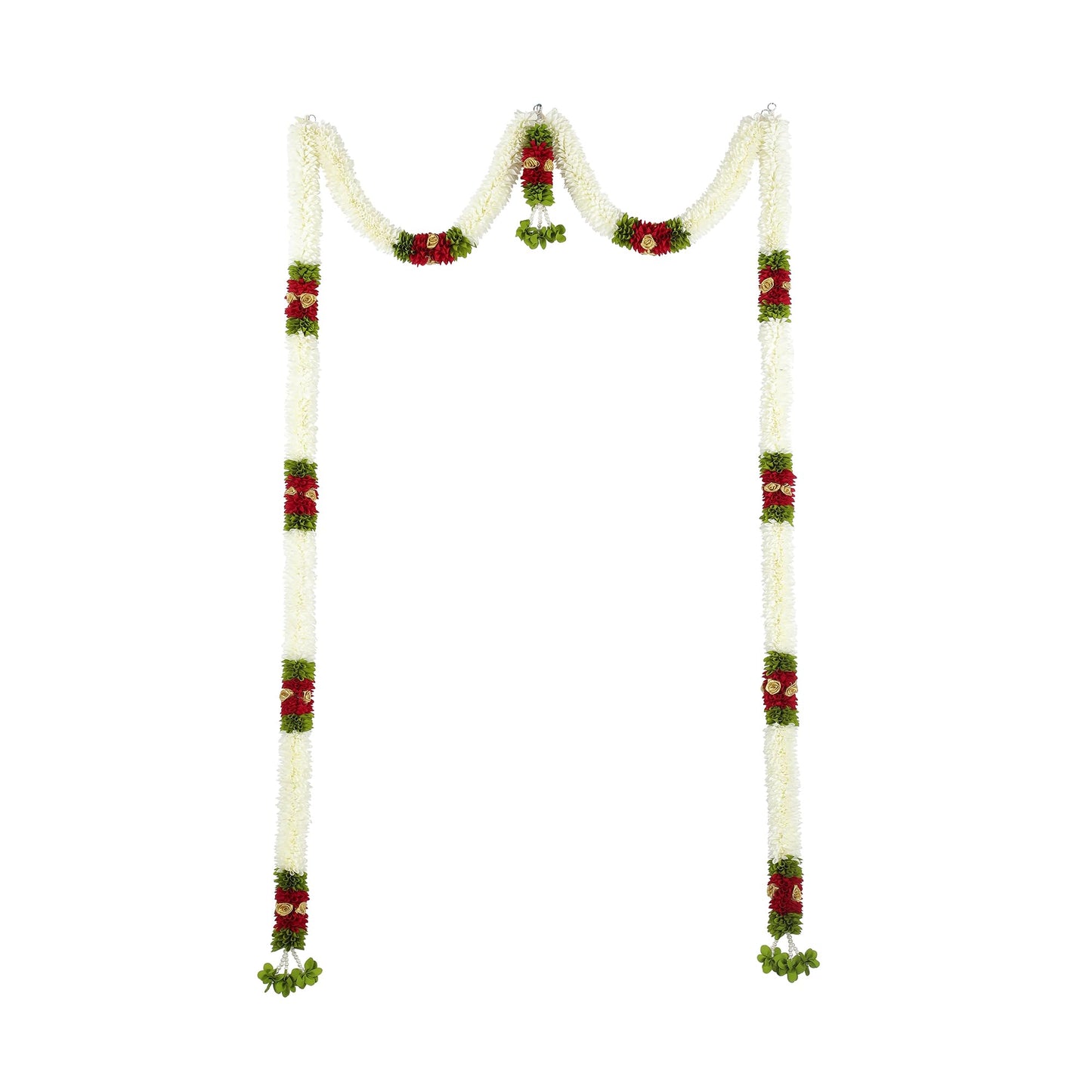 Toran for Main Door Entrance, Bandarwal for Festival, Pooja Mandir & Wedding, Handmade Traditional Flower Hanging for Home & Office Decor (42 inches 60 inches) White