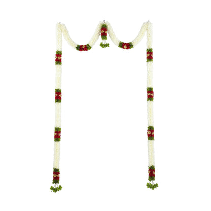 Toran for Main Door Entrance, Bandarwal for Festival, Pooja Mandir & Wedding, Handmade Traditional Flower Hanging for Home & Office Decor (42 inches 60 inches) White