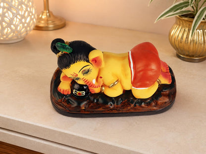 Niharika Collections Handmade Terracotta Sleeping Ganesha Idol Hugging Shivling | Eco-Friendly Clay Idol for Home Decor, Puja & Gift | Traditional Indian Art Figurine