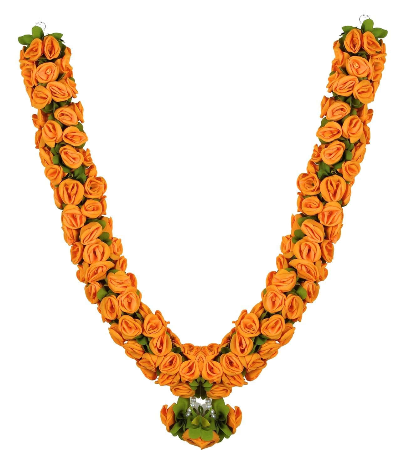 Artificial Garland for Home Decoration, 40 Inches Handcrafted Artificial Rose Flower Garland for Sankranti Ugadi Varamahalakshmi Wedding, Diwali & Navaratri Festivals (Orange)