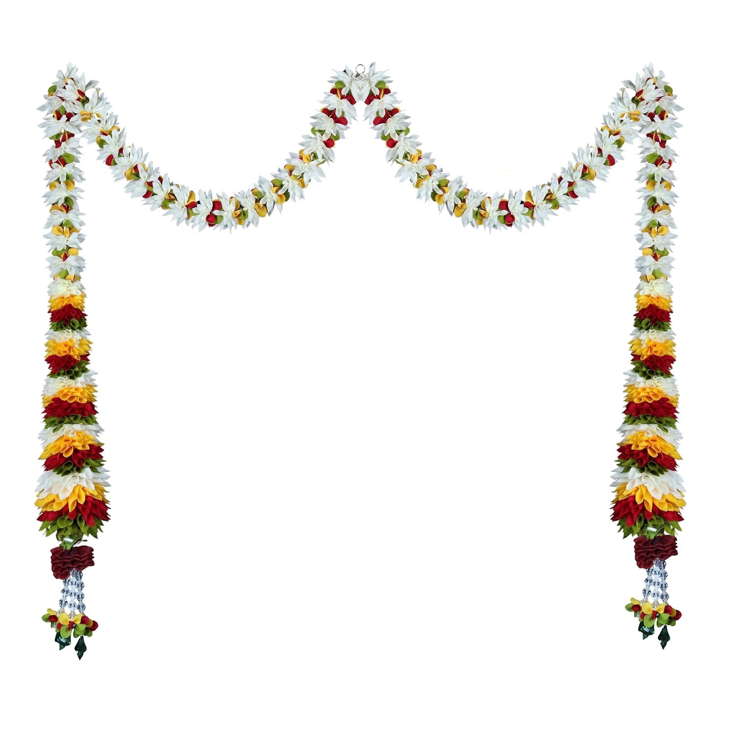 Toran for Main Door Entrance, Bandarwal for Festival, Pooja Mandir & Wedding, Handmade Traditional Flower Hanging for Home & Office Decor (42 inches 30 inches) White