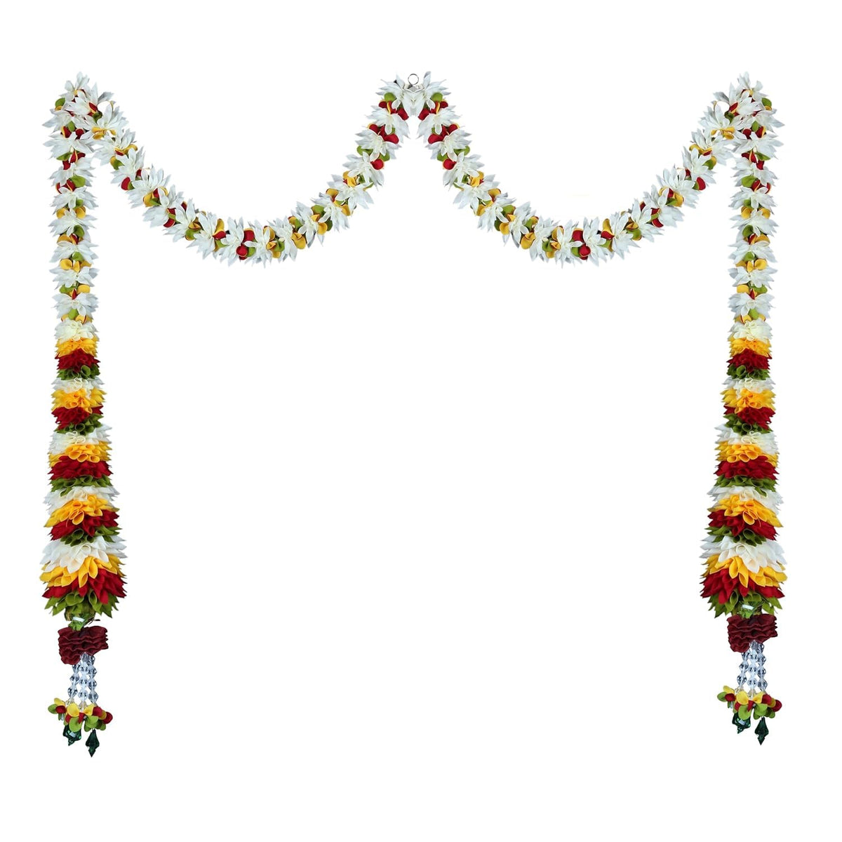 Toran for Main Door Entrance, Bandarwal for Festival, Pooja Mandir & Wedding, Handmade Traditional Flower Hanging for Home & Office Decor (42 inches 30 inches) White