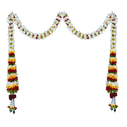 Toran for Main Door Entrance, Bandarwal for Festival, Pooja Mandir & Wedding, Handmade Traditional Flower Hanging for Home & Office Decor (42 inches 30 inches) White