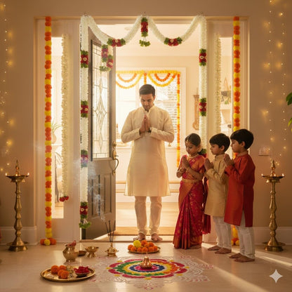 Toran for Main Door Entrance, Bandarwal for Festival, Pooja Mandir & Wedding, Handmade Traditional Flower Hanging for Home & Office Decor (42 inches 60 inches) White