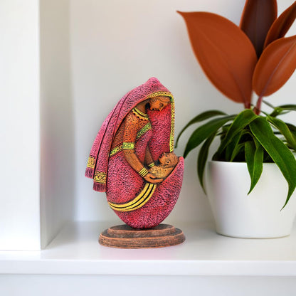 Niharika Collections Handmade Terracotta Clay Idol | Goddess of Wisdom & Art | Devi Saraswati Statue - Orange Shade
