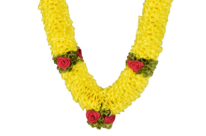 Artificial Garland for Home dcoration, 30 Inches Handcrafted Artificial Rose Flower Garland for Sankranti Ugadi Varamahalakshmi Wedding Event, Diwali & Navaratri Festivals (Yellow)