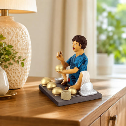 Niharika Collections Krishnanagar Handmade Clay Gift & Décor | Basic- Sitting Human Figure Miniature Idol - Kitchen Utensils Maker
