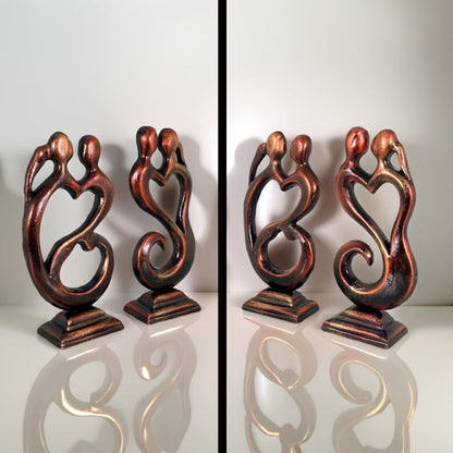 Niharika Collections Handmade Clay Terracotta Abstract Sculpture | Home Décor & Gift | Cultural Art | Love Couple Idol (Bronze Color, Set of 2)
