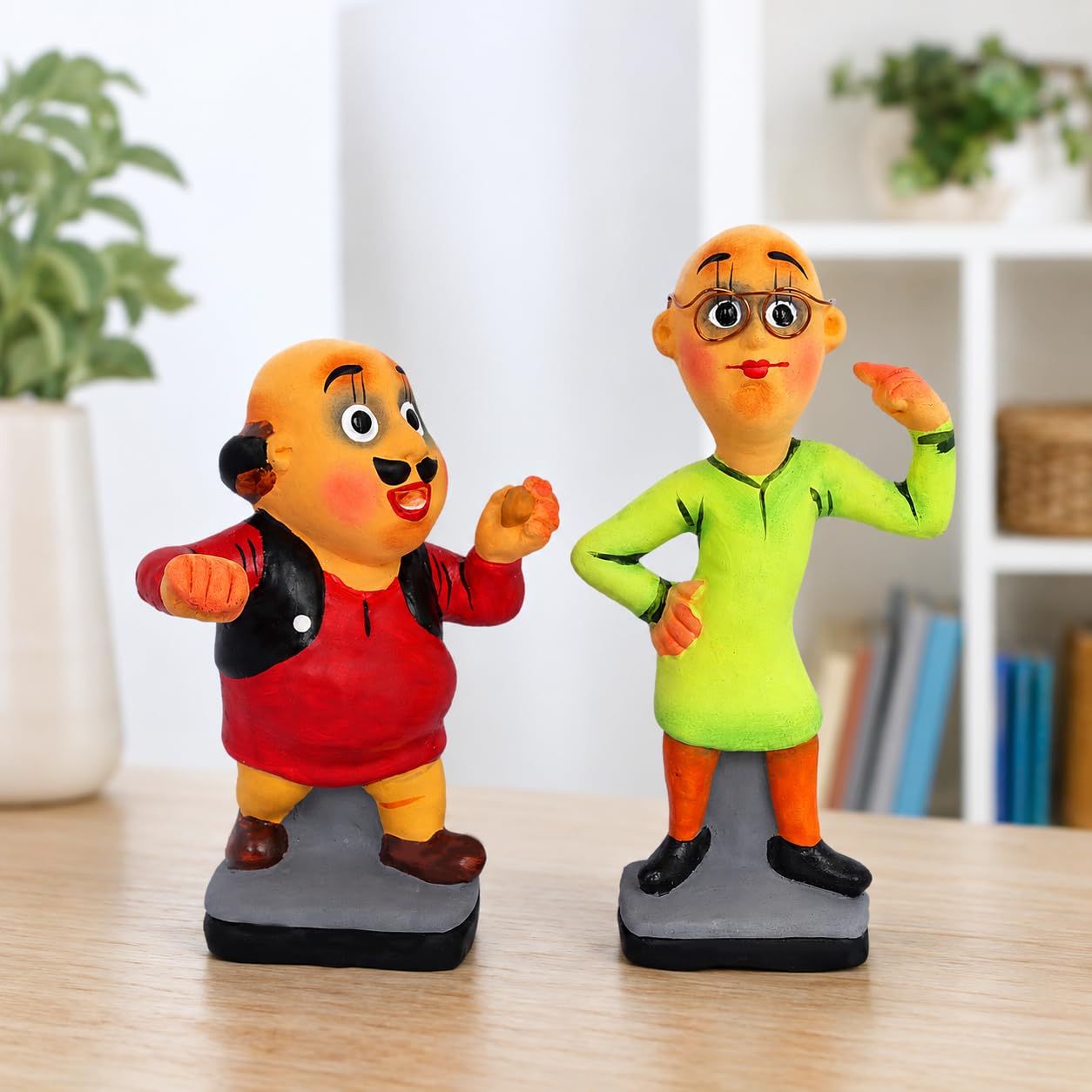 Niharika Collections Krishnanagar Handmade Clay Idol Motu-Patlu
