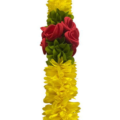 Artificial Flower Door Hanging Toran for Main Door Decoration, Floral Bandarwal with Lemon Yellow & Red Roses for Home, Mandir, Wedding & Festive Décor